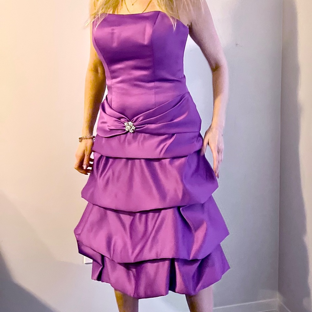 New Party Dress With Tag Size 12 MoriLee Brand Purple Colour